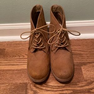 Brown lace up ankle booties. Size 9.